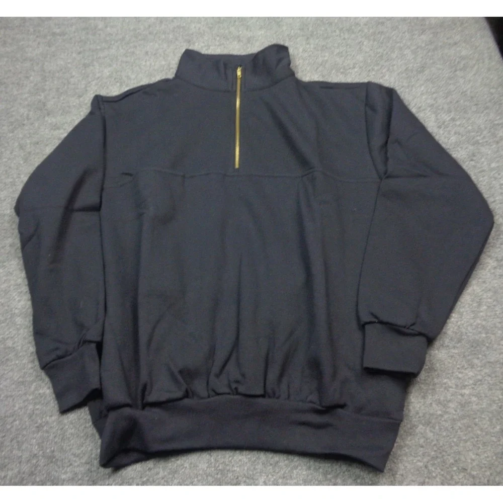 Vtg‎ 90s The Game EMT Pullover Mens Blue Fire Department Workwear  1/4 Zip